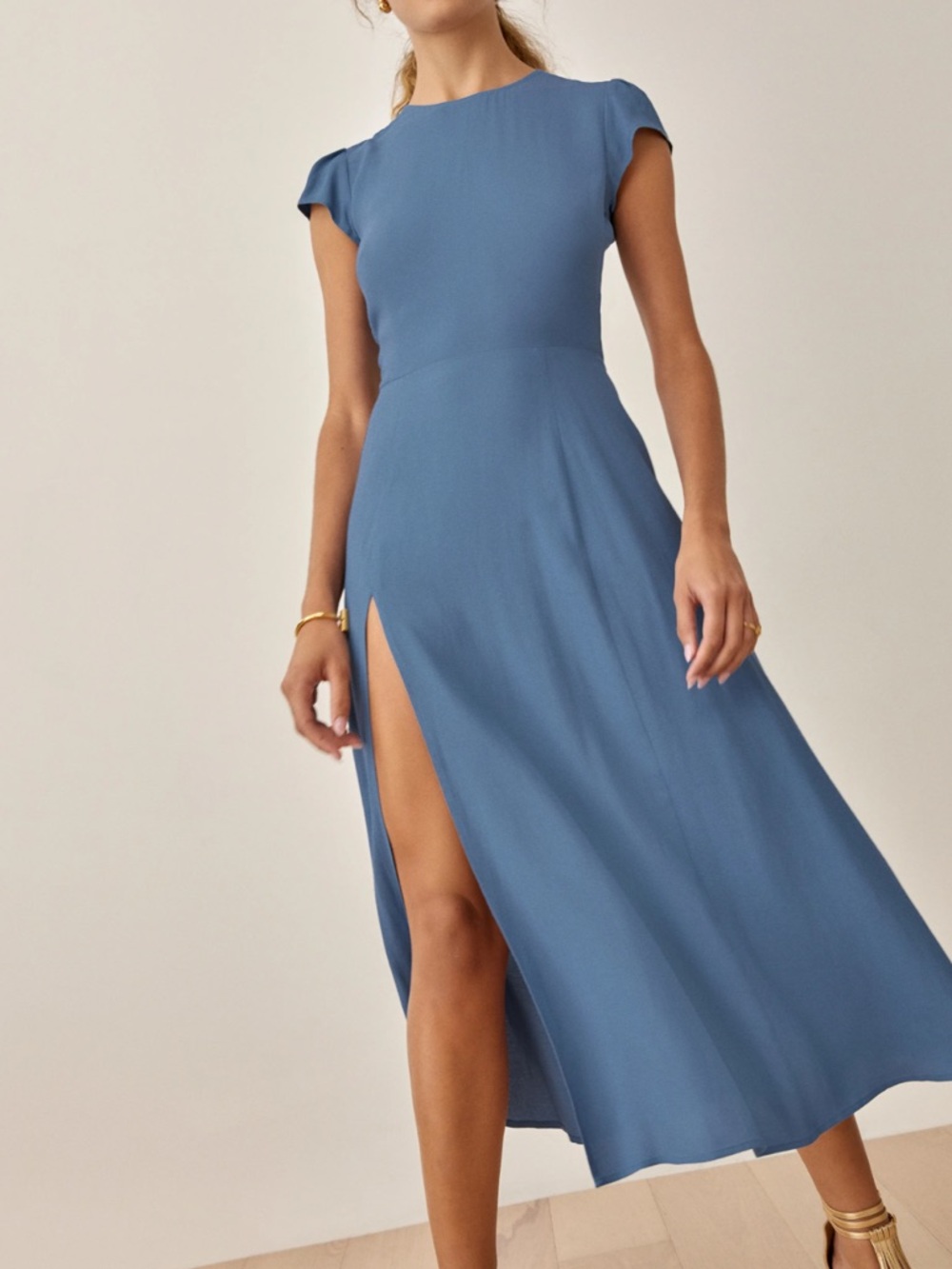 Reformation Gavin Dress in Dusty Blue